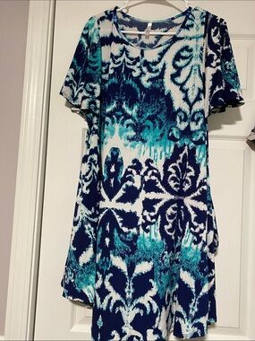 Blue & Teal Printed Swing Dress - Women